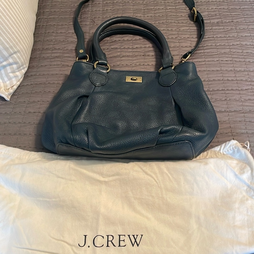 Dark green leather J Crew handbag